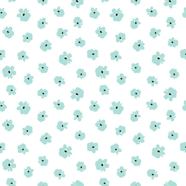 Behang Kleine Turkooizen Bloemen - Afbeelding 2