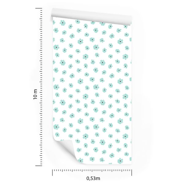 Behang Kleine Turkooizen Bloemen - Afbeelding 8