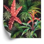 Behang Palmbladeren En Exotische Bloemen