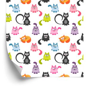Behang Voor Kinderen - Grappige Kleurrijke Katten