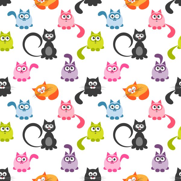 Behang Voor Kinderen - Grappige Kleurrijke Katten - Afbeelding 2