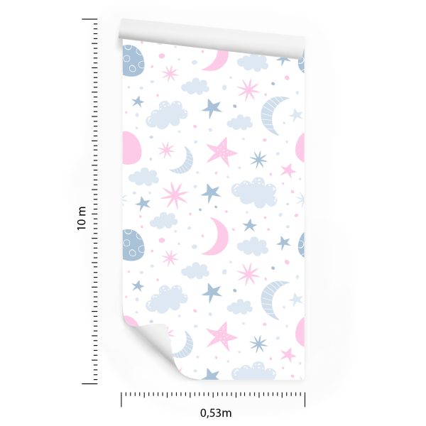 Behang Voor Kinderen - Sterren, Wolken En Manen In Scandinavische Stijl - Afbeelding 8