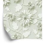 Behang Driedimensionale Chrysanten Met Bladeren