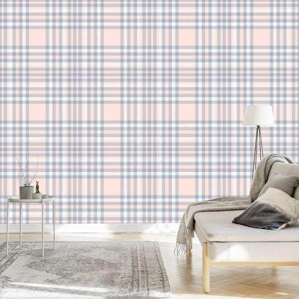 Behang Prachtige Plaid In Delicate Pastelkleuren - Afbeelding 3