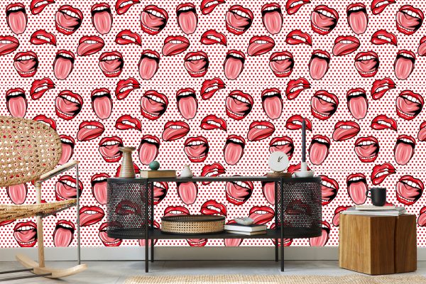 Behang Lippen In Pop-Artstijl - Afbeelding 5