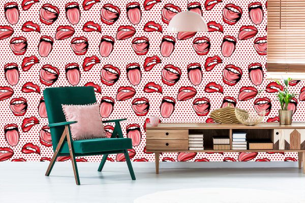 Behang Lippen In Pop-Artstijl - Afbeelding 6