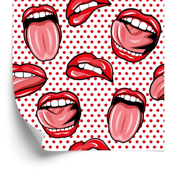 Behang Lippen In Pop-Artstijl