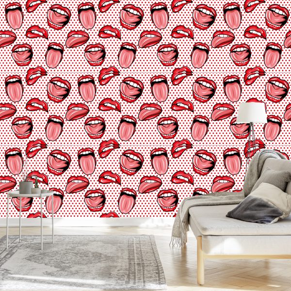 Behang Lippen In Pop-Artstijl - Afbeelding 3