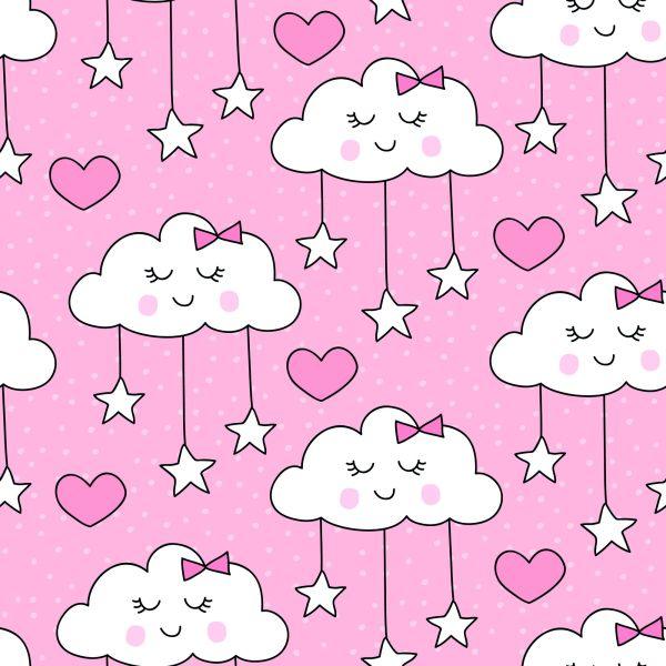 Behang Voor Kinderen - Slapende Wolken Harten En Sterren - Afbeelding 2