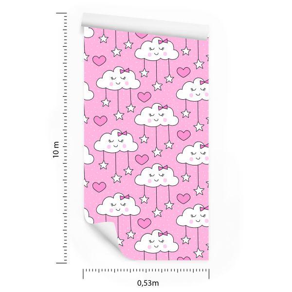 Behang Voor Kinderen - Slapende Wolken Harten En Sterren - Afbeelding 8