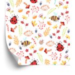 Behang Voor Kinderen - Bijen, Vlinders, Lieveheersbeestjes En Herfstplanten