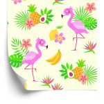 Behang Voor Kinderen - Flamingo's En Exotische Planten