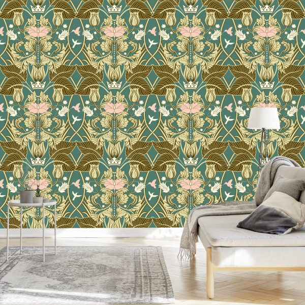Behang Retro Groente Ornamenten - Afbeelding 3