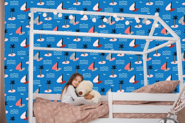 Behang Voor Kinderen - Eilanden En Kleurrijke Zeilboten - Afbeelding 7