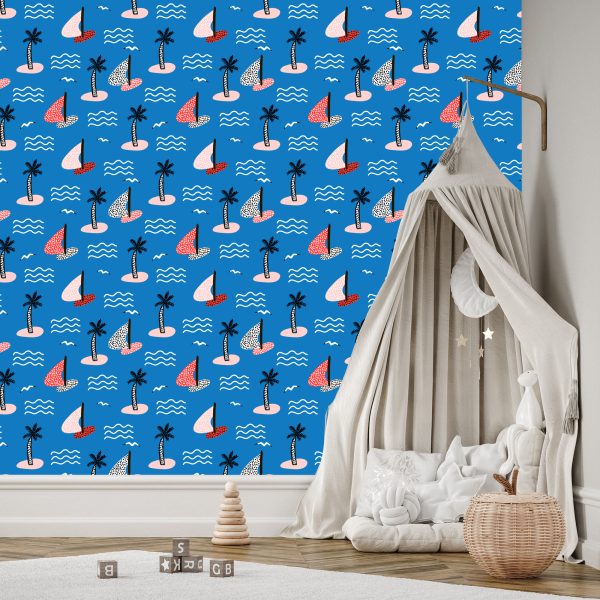 Behang Voor Kinderen - Eilanden En Kleurrijke Zeilboten - Afbeelding 3