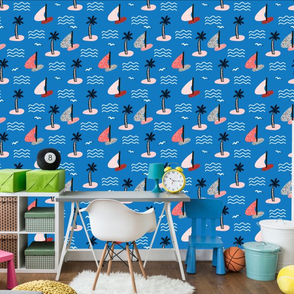 Behang Voor Kinderen - Eilanden En Kleurrijke Zeilboten - Afbeelding 4