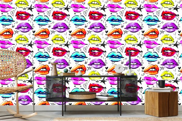 Behang Kleurrijke Lippen - Afbeelding 5