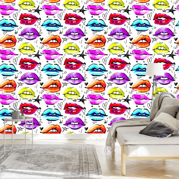 Behang Kleurrijke Lippen - Afbeelding 3