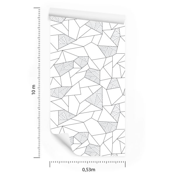 Behang Zwart-Wit Geometrisch Patroon - Afbeelding 8
