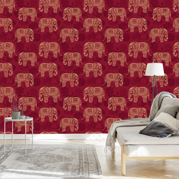 Behang Olifanten In Oosterse Stijl - Afbeelding 3