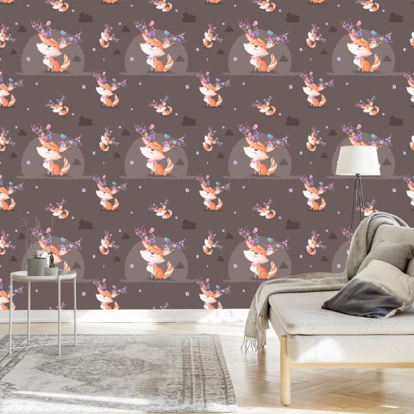Behang Vossen, Vogels En Bloemen - Afbeelding 3