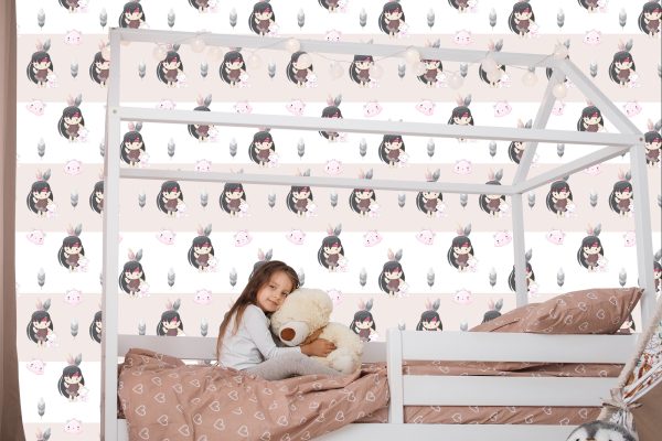 Behang Gelukkige Indiase Vrouwen Met Kittens En Veren - Afbeelding 7