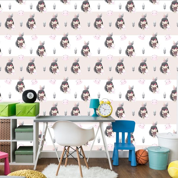 Behang Gelukkige Indiase Vrouwen Met Kittens En Veren - Afbeelding 4