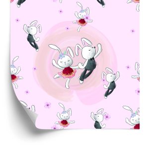 Behang Verliefd Konijntjes Tussen Bloemen