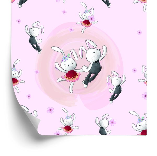 Behang Verliefd Konijntjes Tussen Bloemen