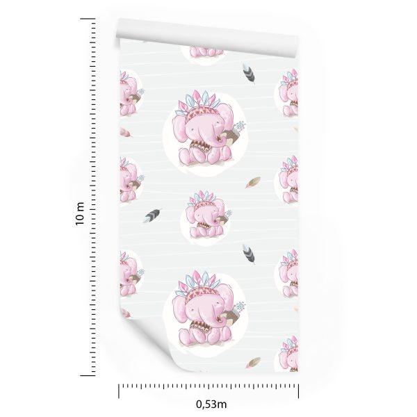 Behang Indische Olifanten En Veren - Afbeelding 8