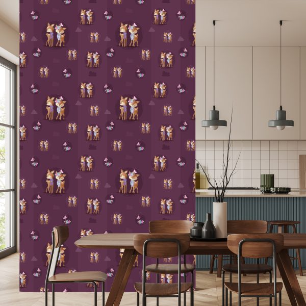 Behang Reeën Met Bloemen - Afbeelding 4