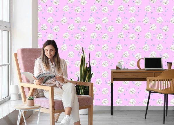 Behang Slapende Teddyberen En Kleurrijke Bloemen - Afbeelding 7
