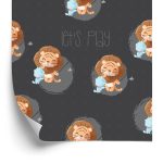 Behang Leeuwen En Blauwe Katten