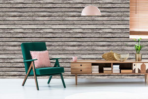 Behang Oude Horizontale Houten Planken - Afbeelding 6
