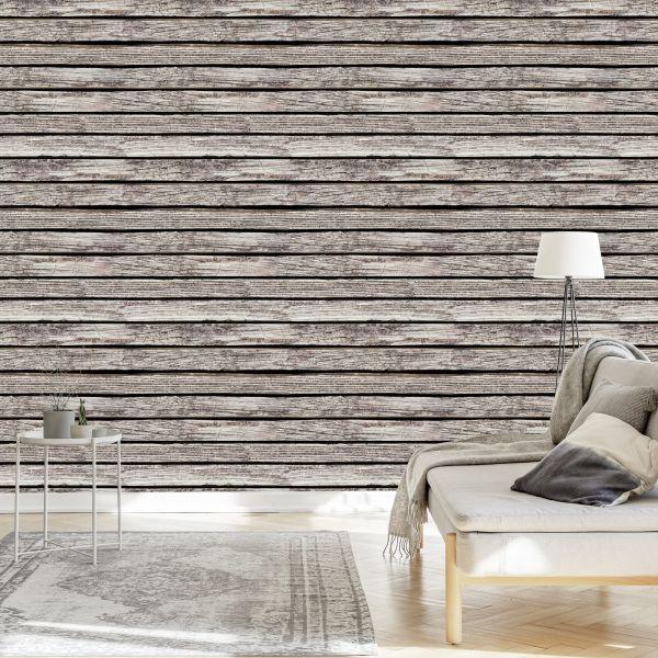 Behang Oude Horizontale Houten Planken - Afbeelding 3