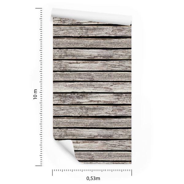 Behang Oude Horizontale Houten Planken - Afbeelding 8