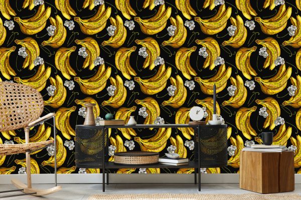 Behang Bananen Met Bloemen - Afbeelding 5