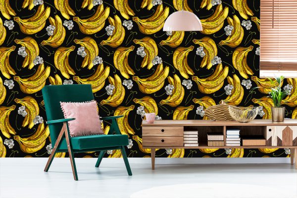 Behang Bananen Met Bloemen - Afbeelding 6