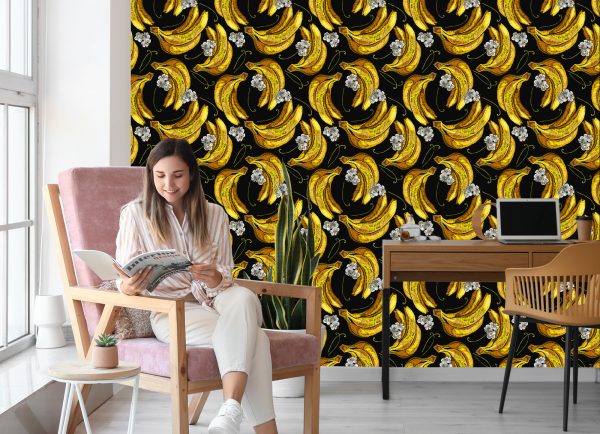 Behang Bananen Met Bloemen - Afbeelding 7