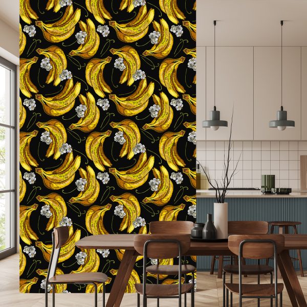 Behang Bananen Met Bloemen - Afbeelding 4