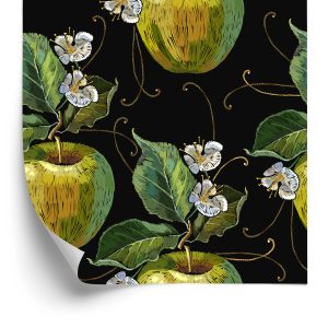 Behang Appels Met Bladeren En Bloemen