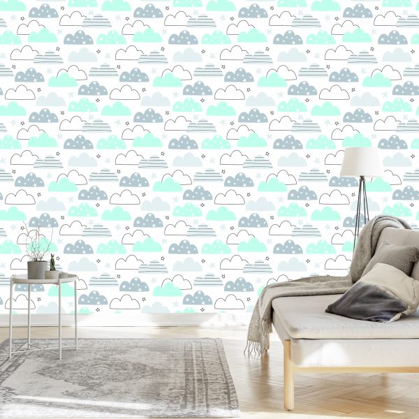Behang Voor Kinderen - Kleurrijke Wolken - Afbeelding 3