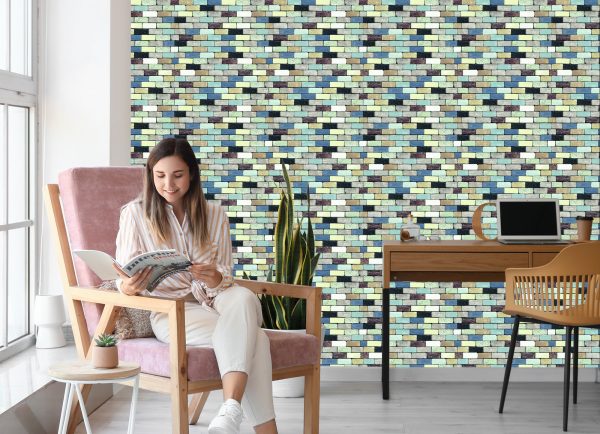 Behang Kleurrijke Bakstenen Muur - Afbeelding 7