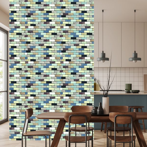 Behang Kleurrijke Bakstenen Muur - Afbeelding 4