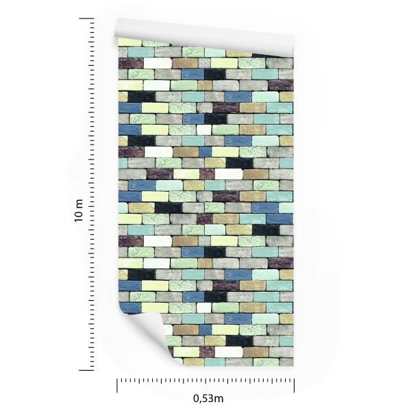 Behang Kleurrijke Bakstenen Muur - Afbeelding 8