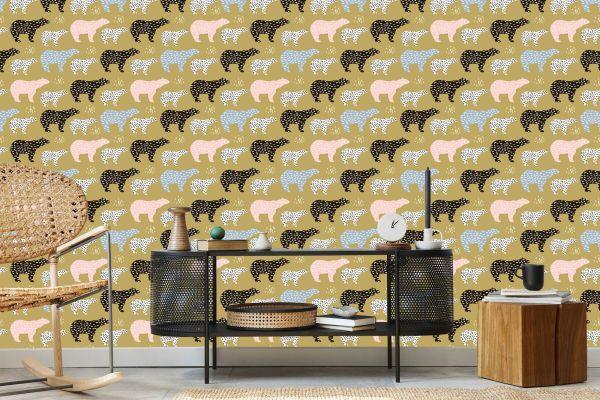 Behang Voor Kinderen - Kleurrijke Beren - Scandinavische Stijl - Afbeelding 5