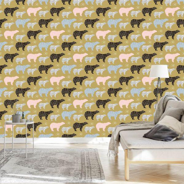 Behang Voor Kinderen - Kleurrijke Beren - Scandinavische Stijl - Afbeelding 3