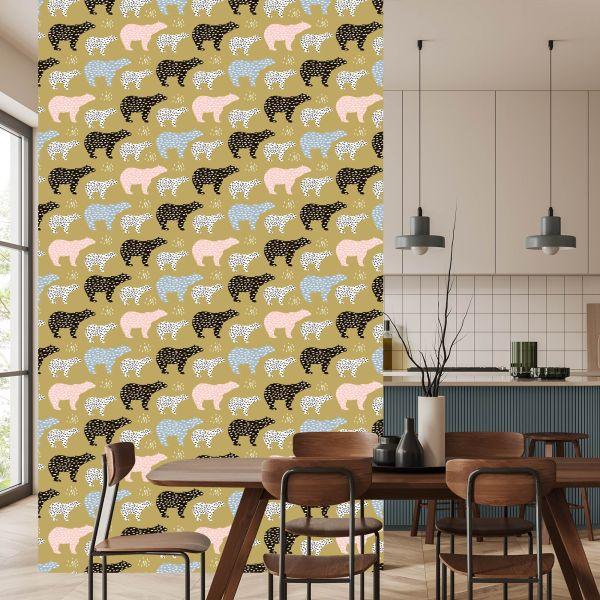 Behang Voor Kinderen - Kleurrijke Beren - Scandinavische Stijl - Afbeelding 4