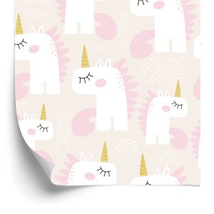 Behang Voor Kinderen - Slapende Eenhoorns - Scandinavische Stijl