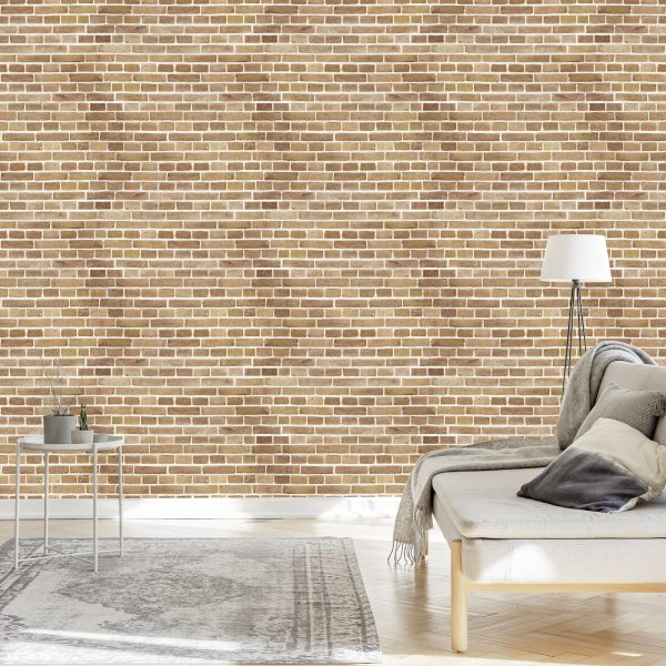 Behang Bakstenen Muur In Beige Tinten - Afbeelding 3